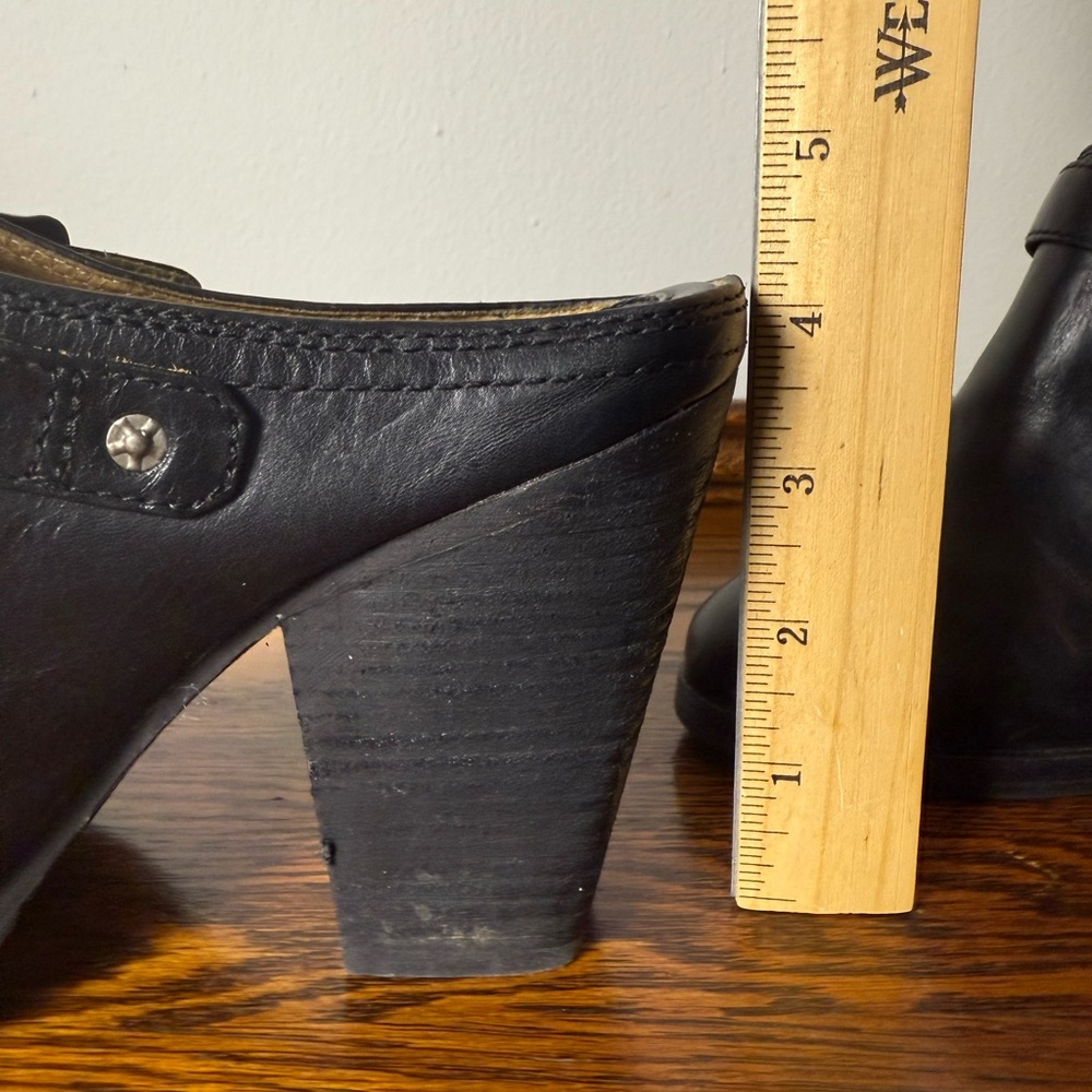 Western Rodeo Frye Patty Slingback Black Leather Block Heel Clog Mules 8. 5 M - Picture 11 of 13